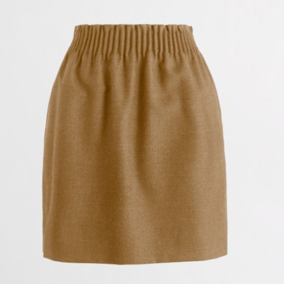 NWT J.Crew Camel Wool Blend Sidewalk Mini Skirt 0 - Picture 1 of 3
